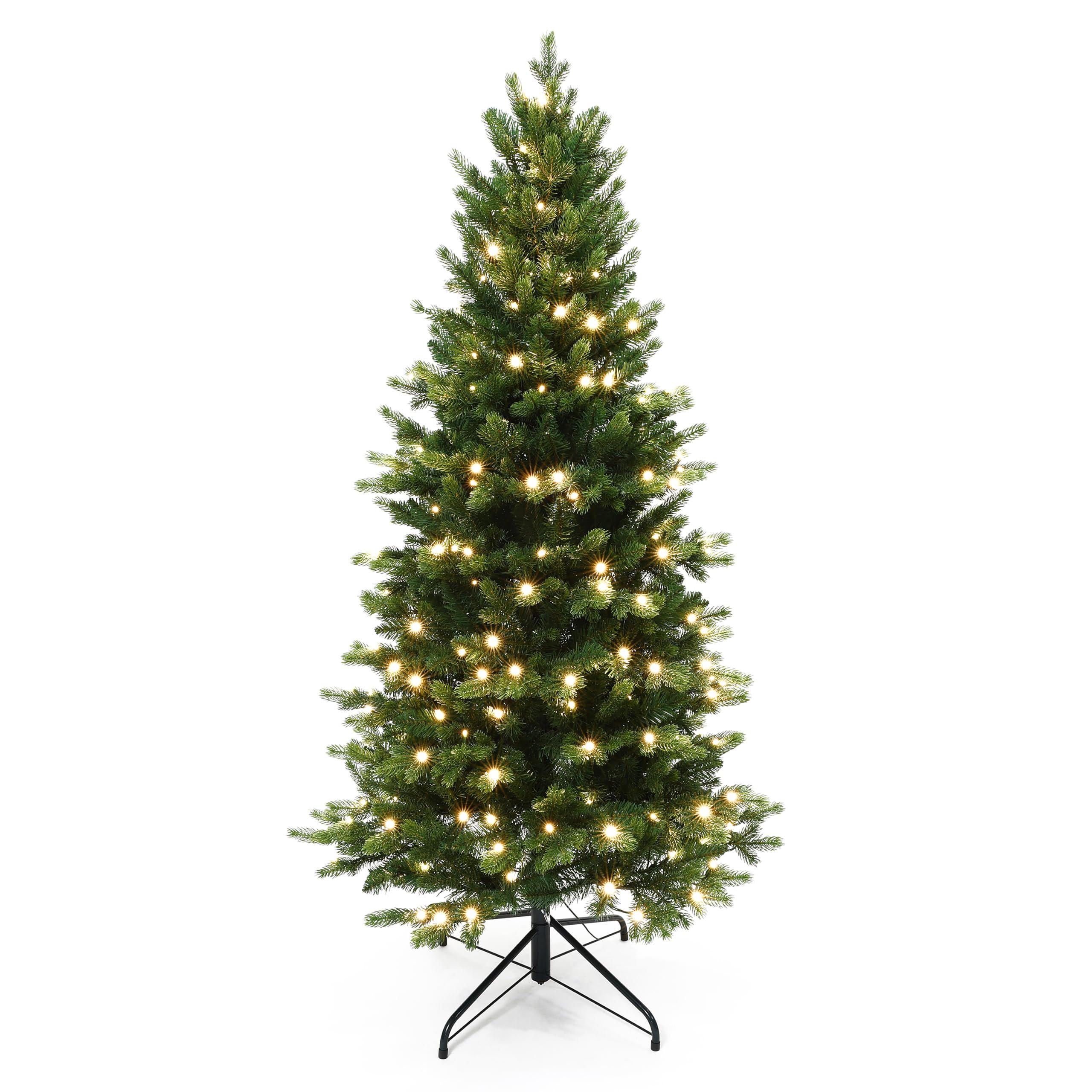 KÜNSTLICHER Weihnachtsbaum 155 cm mit 220 LEDs, Fichten-Optik,1257 PE/PVC-Spitzen - Grün, Kunststoff (81/155cm) - Hometopia