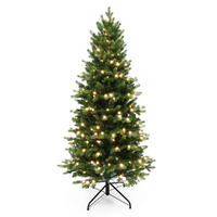 KÜNSTLICHER Weihnachtsbaum 155 cm mit 220 LEDs, Fichten-Optik,1257 PE/PVC-Spitzen - Grün, Kunststoff (81/155cm) - Hometopia