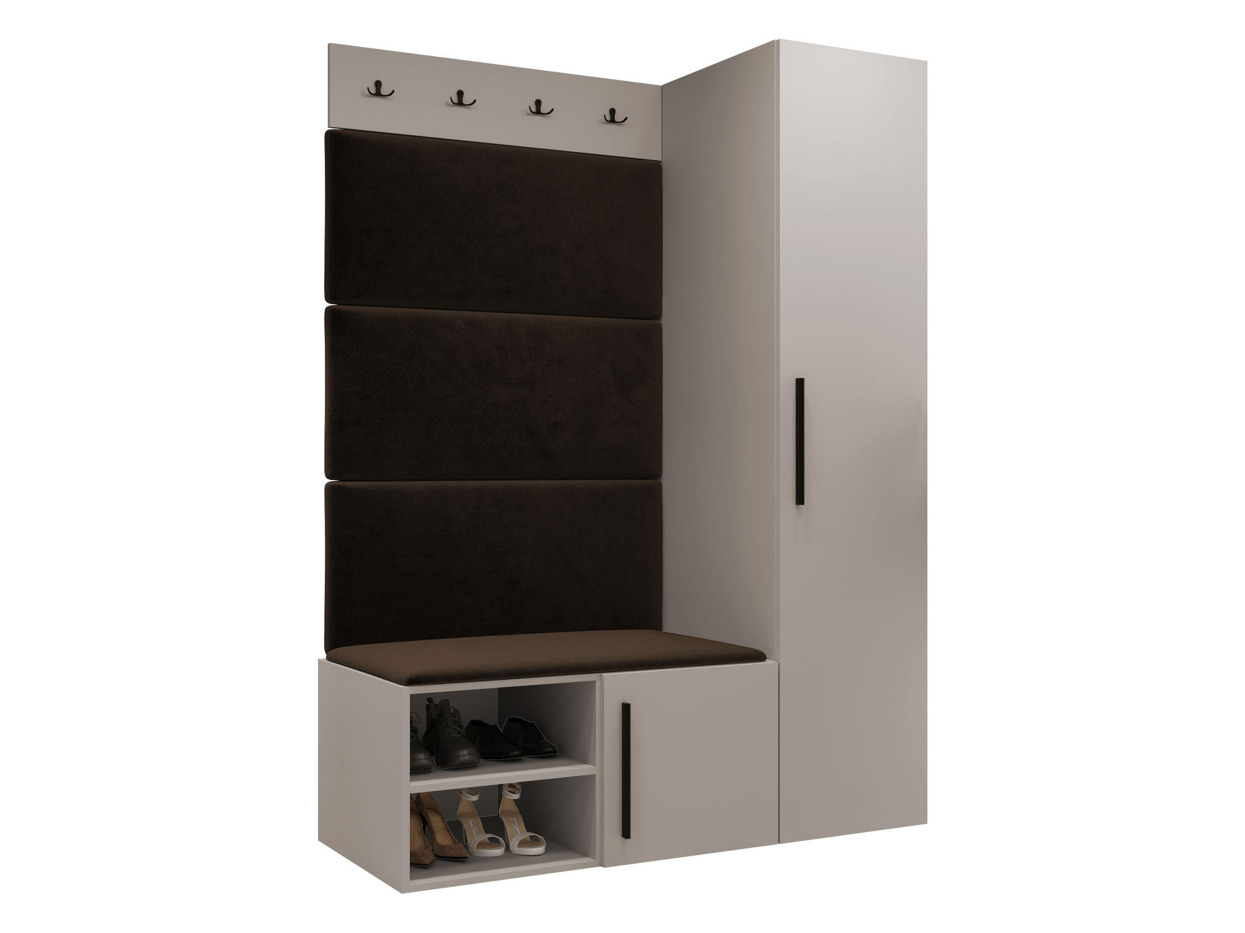 GARDEROBEN-SET Medi II - Kaschmir/Schwarz, Holzwerkstoff/Kunststoff (40/191/50cm) - MIRJAN24