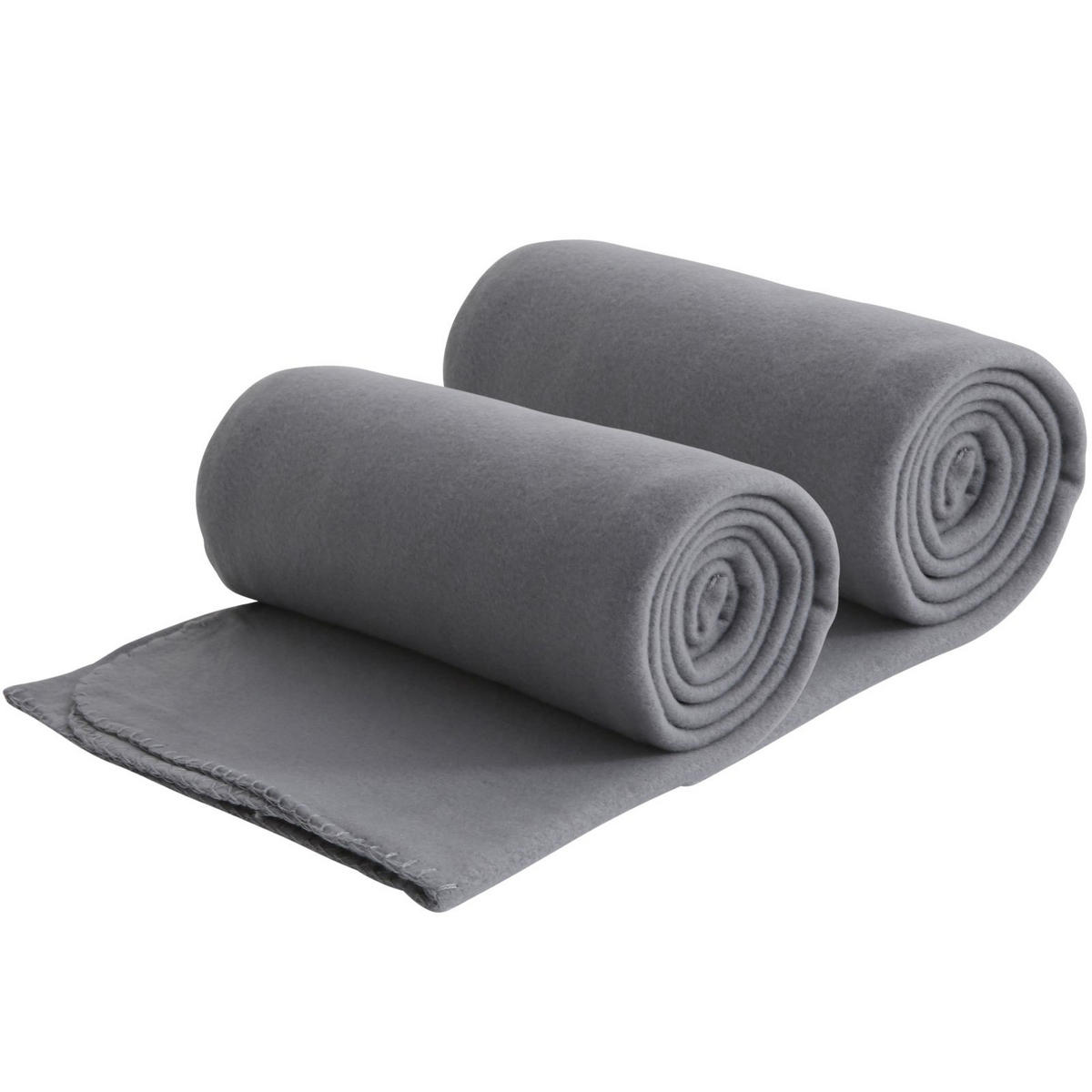 FLEECEDECKE 2er Set eco-line grau 130/160 cm aus 100% recyceltem Material Kettelrand Anti-Pilling - Grau, Textil (130/160cm) - wometo