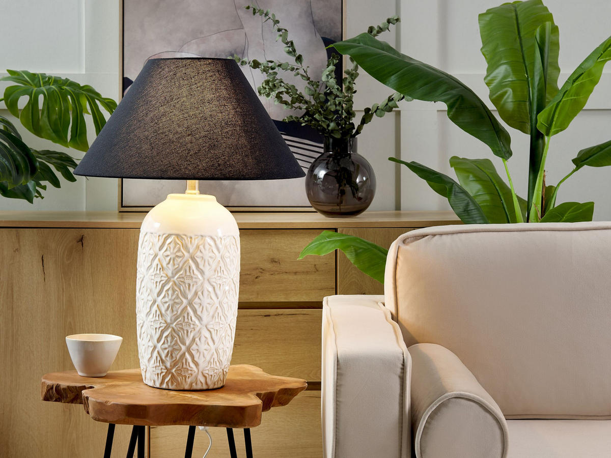 TISCHLAMPE Telire 40/40/56 cm - Beige, Keramik (40/40/56cm) - Beliani
