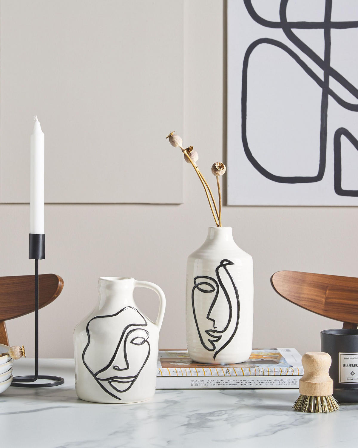 BLUMENVASE Steinzeug weiß Agrinion - Weiß, Stein (19cm) - Beliani