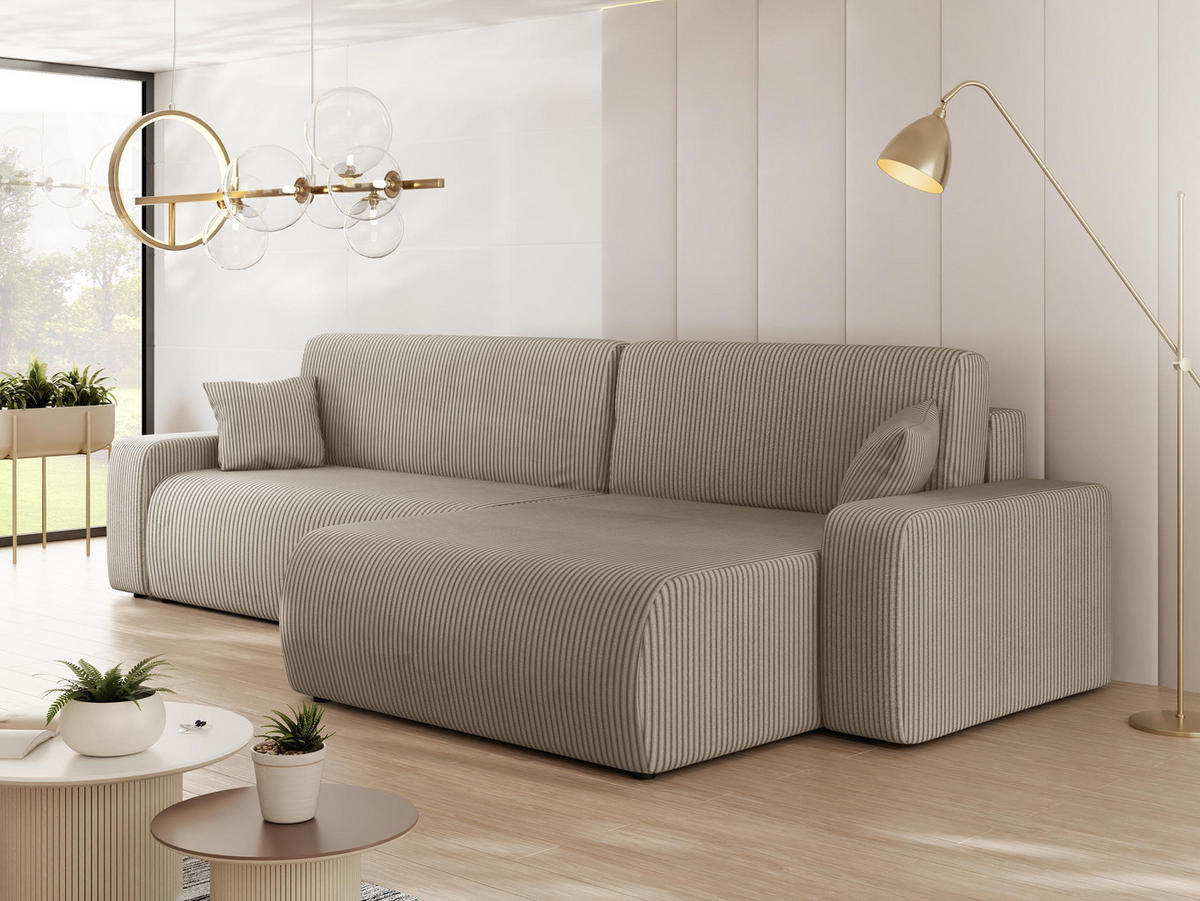 ECKSOFA Piano L Cord - Schwarz/Naturfarben, Holz/Kunststoff (274/145cm) - MIRJAN24