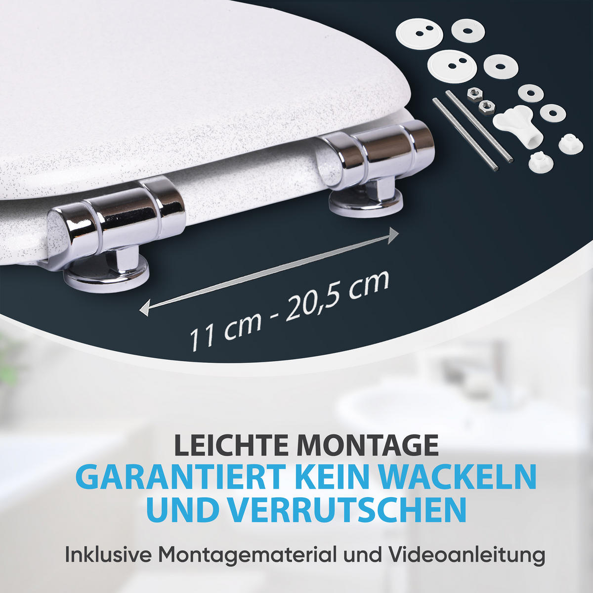 WC-SITZ mit Absenkautomatik Glitzer Weiß - Weiß, Holzwerkstoff (38/6/47cm) - Sanilo