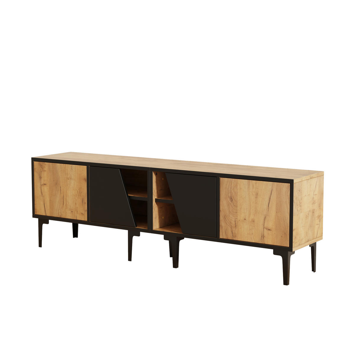 TV-LOWBOARD 160/36,5/45 cm naturfarben aus Spanplatte mit 4 Fächern - Hellbraun, Holzwerkstoff (160/45/36.5cm) - OKWISH
