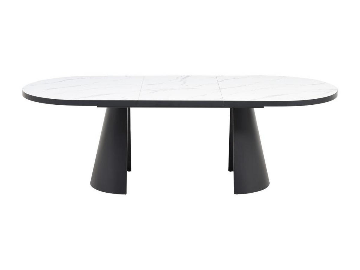 ESSTISCH ausziehbar - 6 bis 10 Personen - MDF & Metall - Marmor-Optik Weiß & Schwarz - KORIZEA - Schwarz, Holz (240/100/76cm) - Vente-Unique