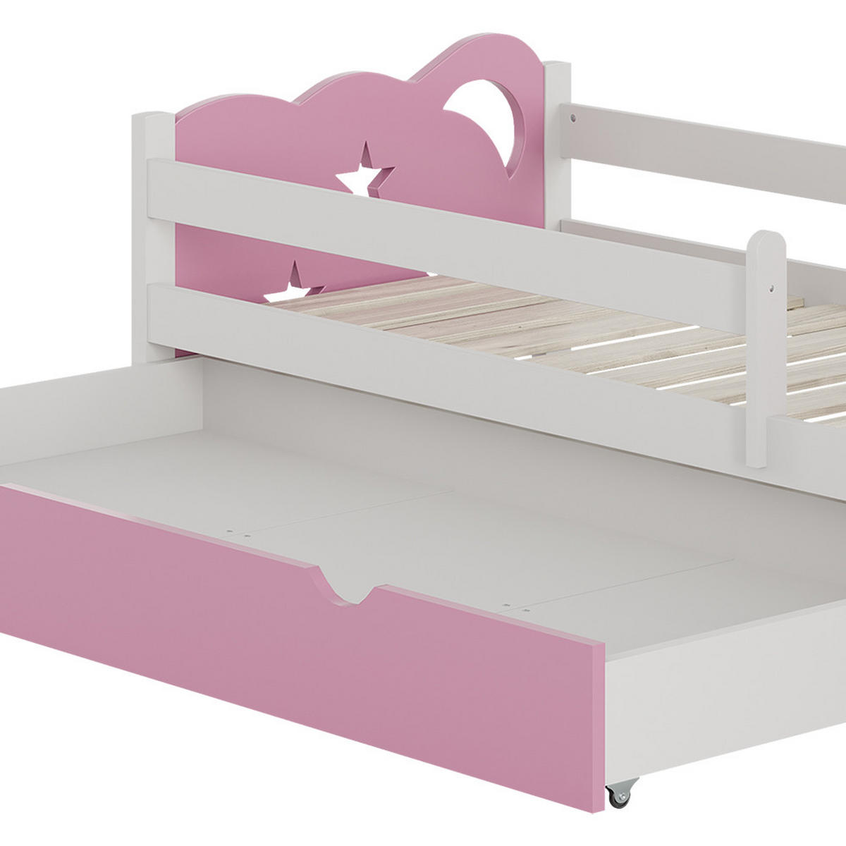 KINDERBETT Jessica Rosa 80x160 cm mit Schublade, ohne Matratze - Pink/Weiß, Holzwerkstoff (166/53/86cm) - VitaliSpa