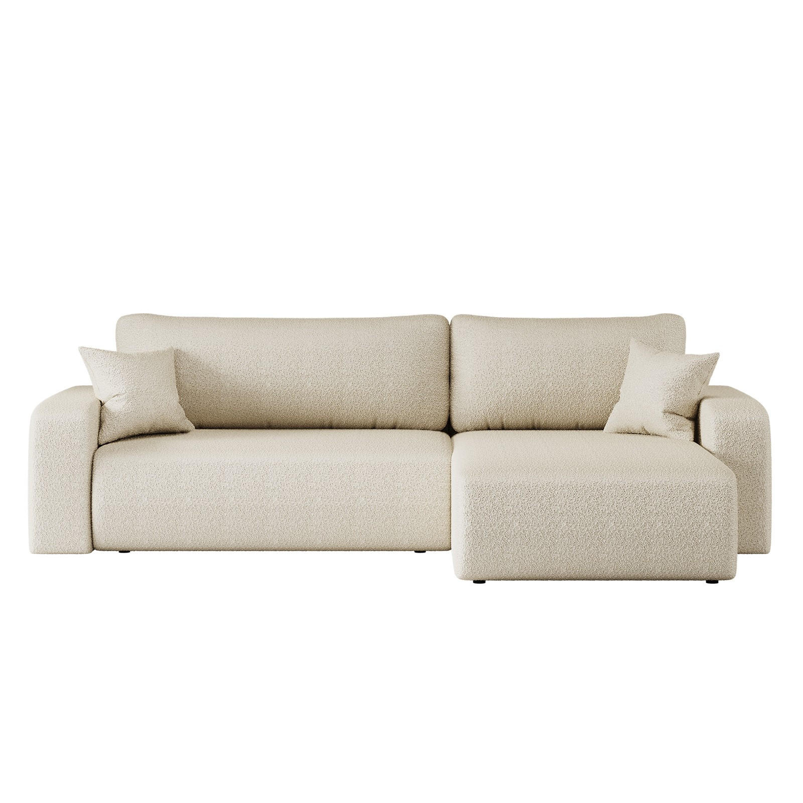 SCHLAFSOFA MILANO XL Und Bettkasten Stoff Quelle Ecru Rechts - Ecru, Holz (274/82/145cm) - Kaiser Möbel