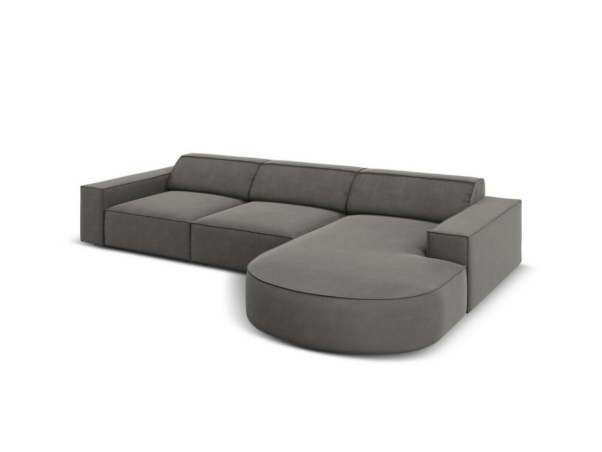 ECKSOFA rechts Jodie aus Samt hellgrau 4 Sitzplätze - Hellgrau, Textil (166/284cm) - Micadoni