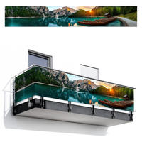 BALKON-SICHTSCHUTZ See - Berge - Sonnenuntergang - Boot - Petrol, Kunststoff (500/75cm) - MuchoWow