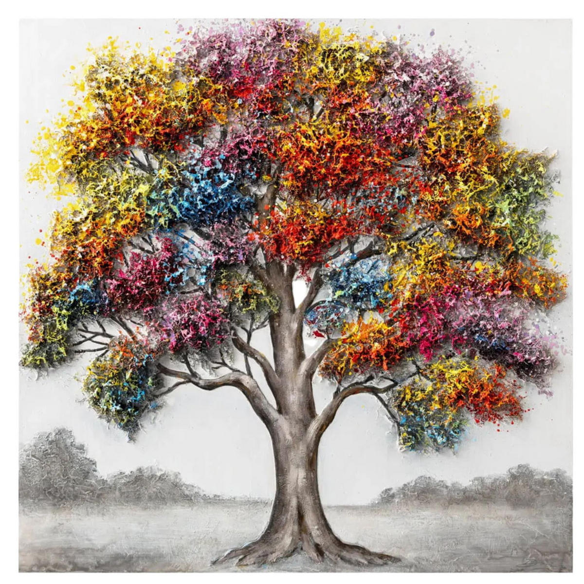 ACRYLBILD HANDGEMALT 80/80 cm - Grau, Holz/Textil (80/80cm) - KUNSTLOFT