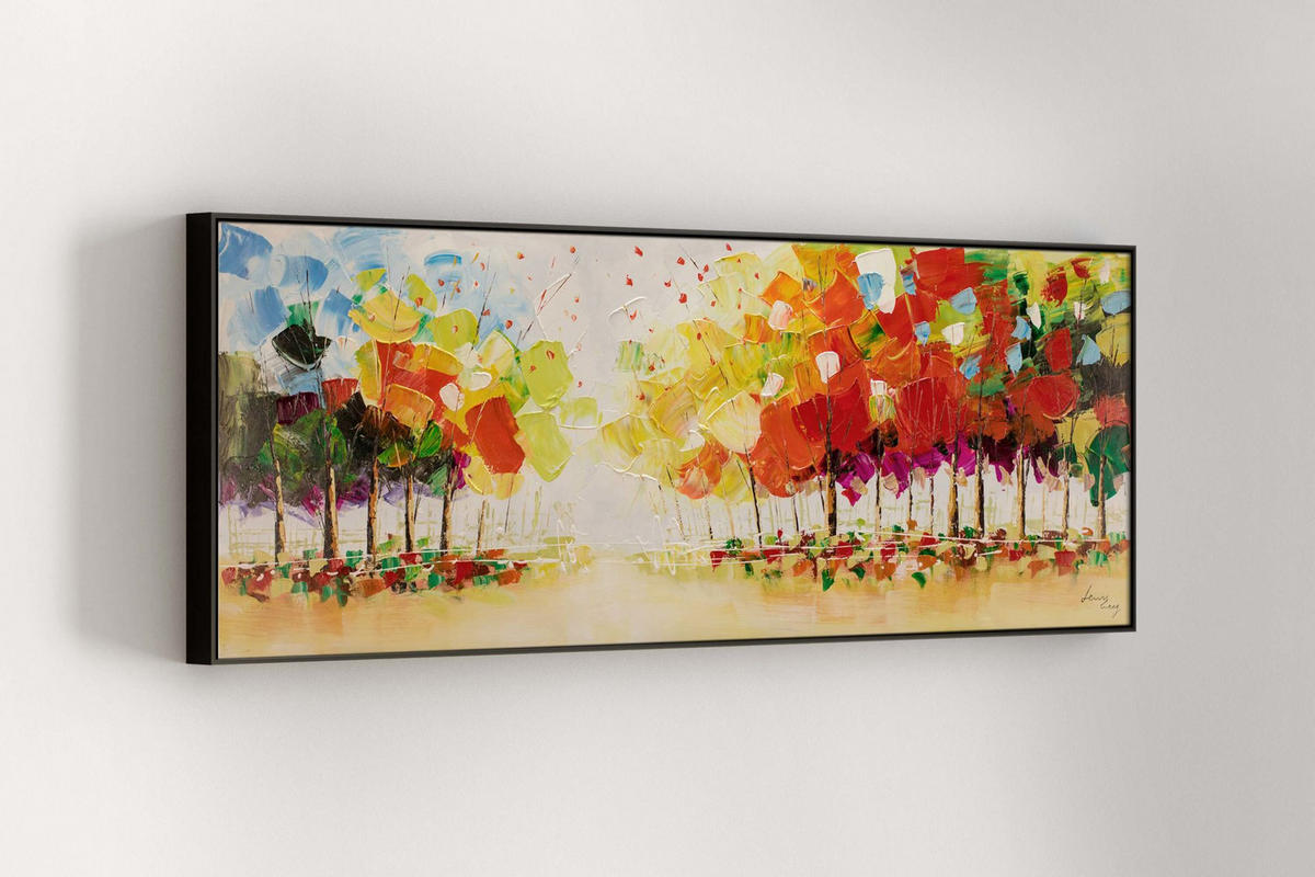 ULJANA SLIKA 150/50 cm, Životinje - narančasta/zelena, tekstil/drvo (150/50cm) - KUNSTLOFT