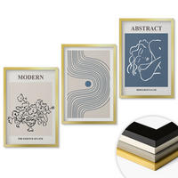 WANDBILDER 3er Set - 40x60 cm Goldrahmen - abstrakte Poster mit Blumenlinien - Goldfarben, Kunststoff (40/60cm) - ArtPrintCave