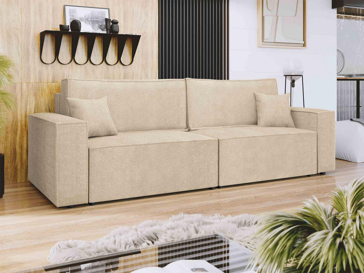 SCHLAFSOFA Karl - Schwarz/Naturfarben, Holz/Kunststoff (245/82/90cm) - MIRJAN24