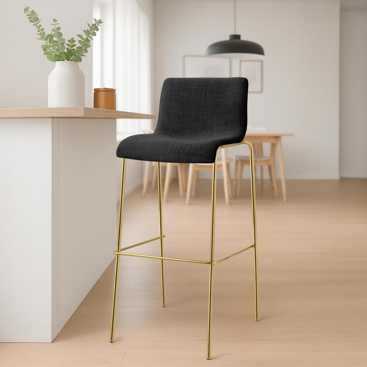 BARHOCKER Stoff Dunkelgrau - Dunkelgrau/Goldfarben, Textil/Metall (43/100/48cm) - CLP