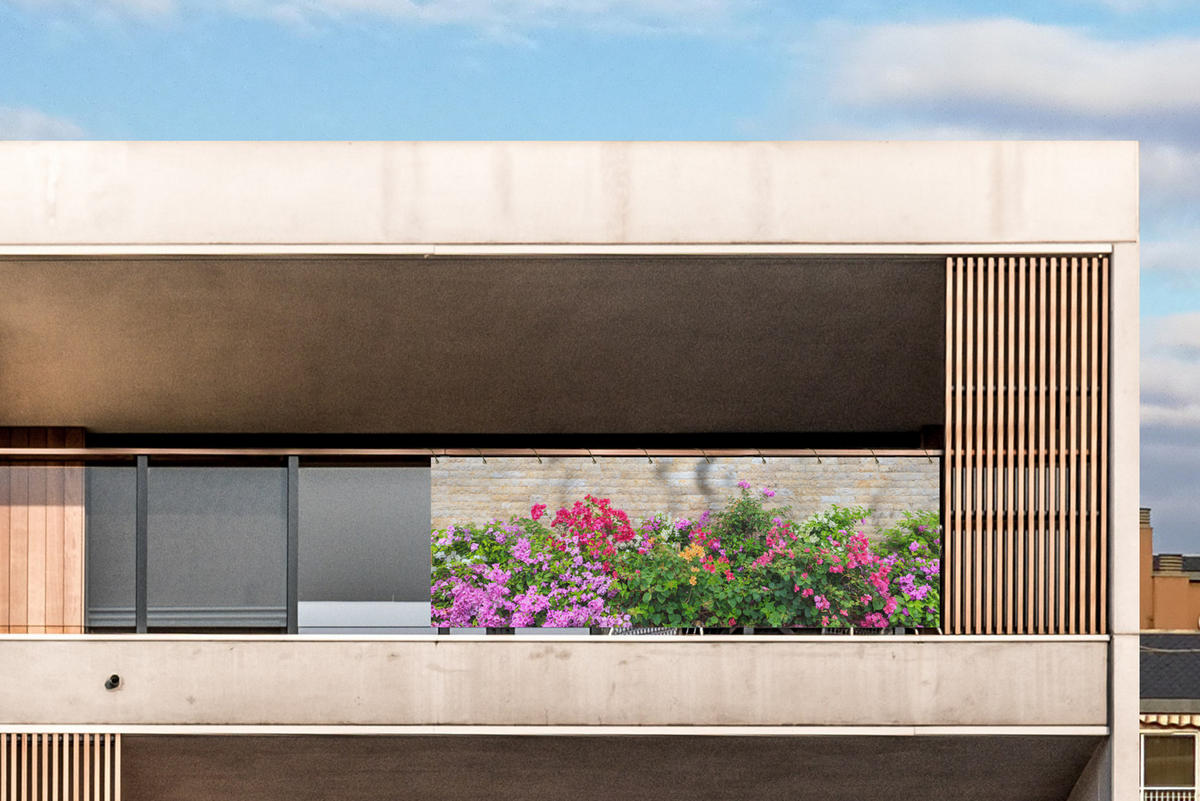 BALKON-SICHTSCHUTZ Blumen - Pflanzen - Blätter - Steine - Pink, Kunststoff (300/90cm) - MuchoWow