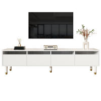 TV-SCHRANK aus MDF 178x35x45 cm Weiß mit 4 Schubladen, Kabeldurchführung und minimalistischem Design - Weiß, Holzwerkstoff (178/45/35cm) - Modfu