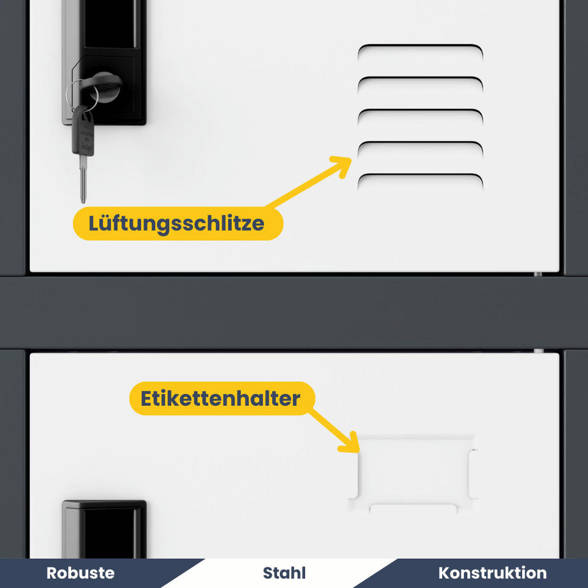 SCHLIESSFACHSCHRANK Spind BERN 18 Fächer185x90x40cm Anthrazit-Weiß - Anthrazit, Metall (90/185/40cm) - DELUKE
