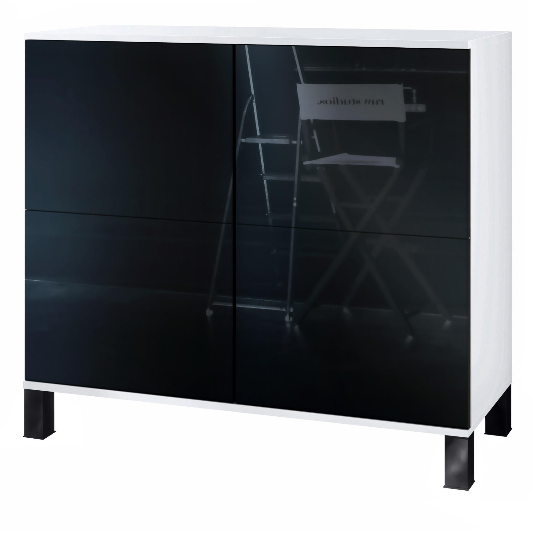 Vladon Kommode Schwarz Hochglanz 92.5x84.5x35 cm