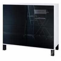 KOMMODE Rova Schwarz Hochglanz - Schwarz Hochglanz, Holzwerkstoff (92.5/84.5/35cm) - Vladon
