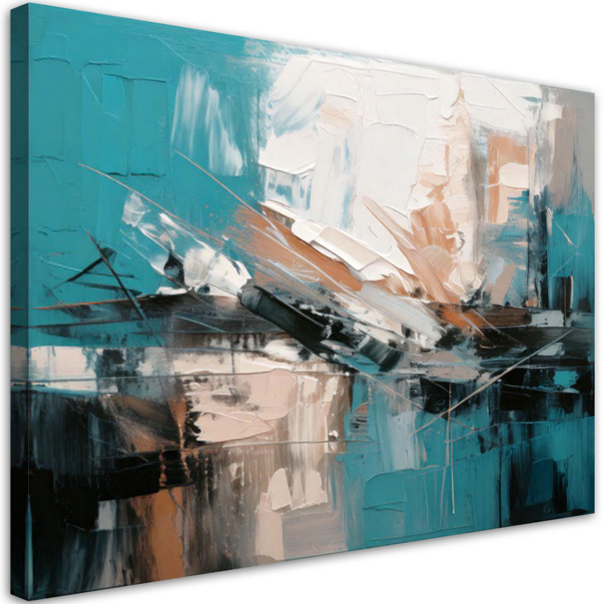 LEINWANDBILD Abstraktion 30x20cm - Türkis, Textil (30/20cm) - Feeby
