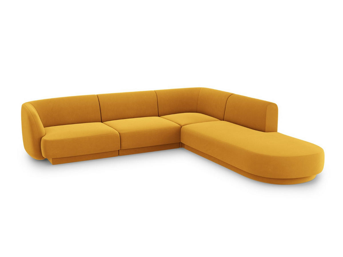 ECKSOFA rechts Miley aus Samt gelb 6 Sitzplätze - Gelb, Textil (248/255cm) - Micadoni