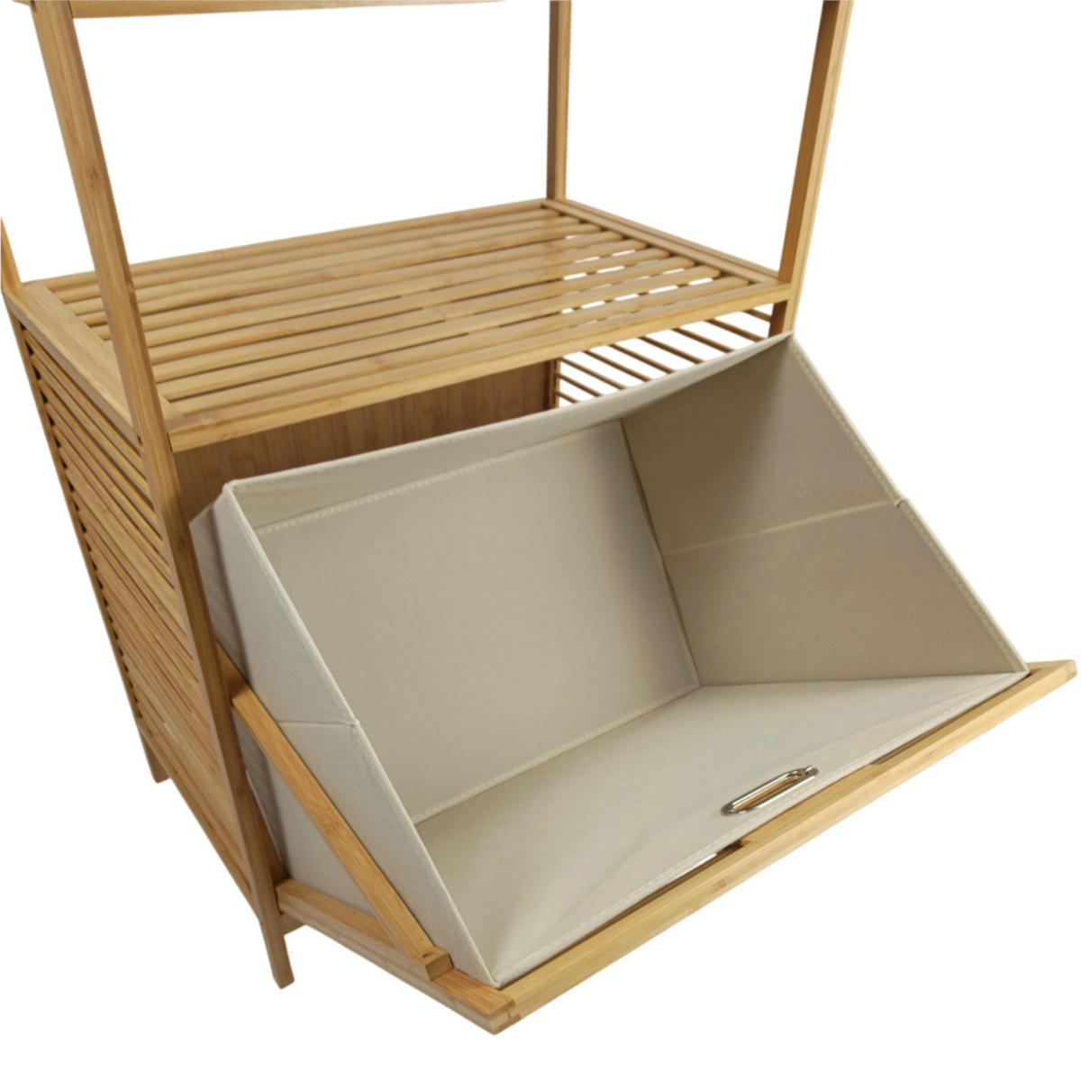 WÄSCHEKORB Bambus Naturfarben Regal mit Ablage 64x40x95 cm - Naturfarben, Holz (64/95/40cm) - Begryf