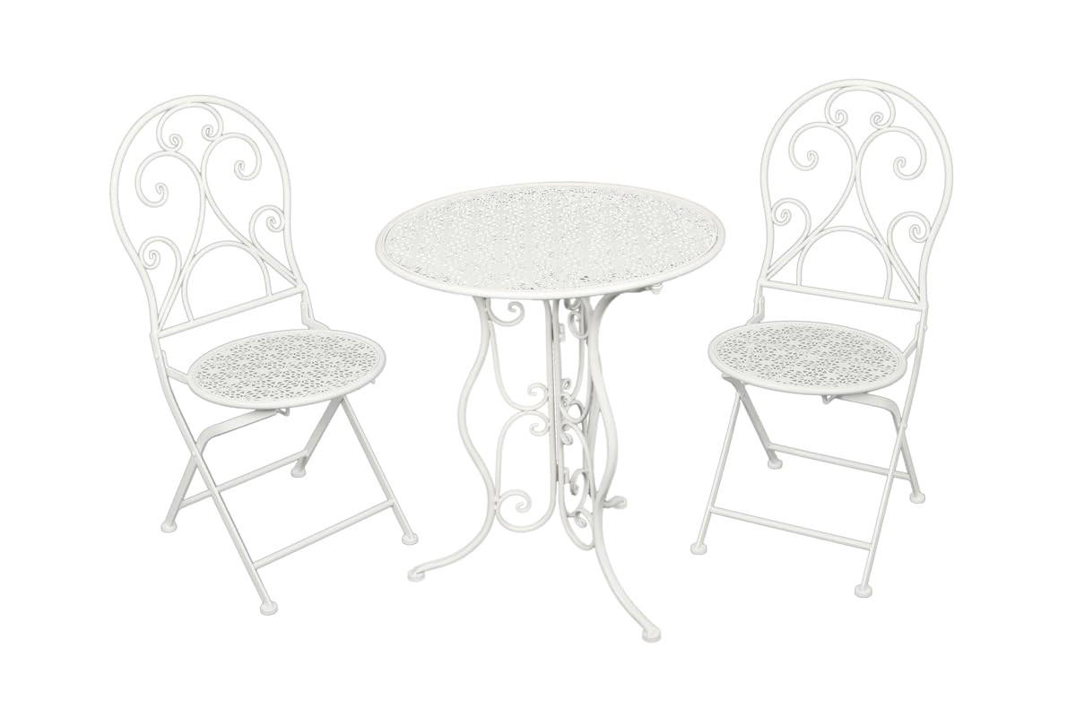 BALKONMÖBEL-SET Sten 3-teilig Balkon-Set - Weiß, Metall - DELUKE