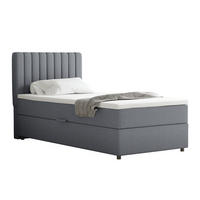 BOXBETT Everest 90 x 200 cm Einzelbett mit hochwertiger Bonell-Matratze und Topper - Dunkelgrau, Holz (90/200cm) - Panda Möbel