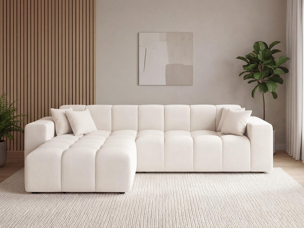 ECKSOFA Loopo Creme Links - Creme, Holz/Textil (265/180cm) - Graingold