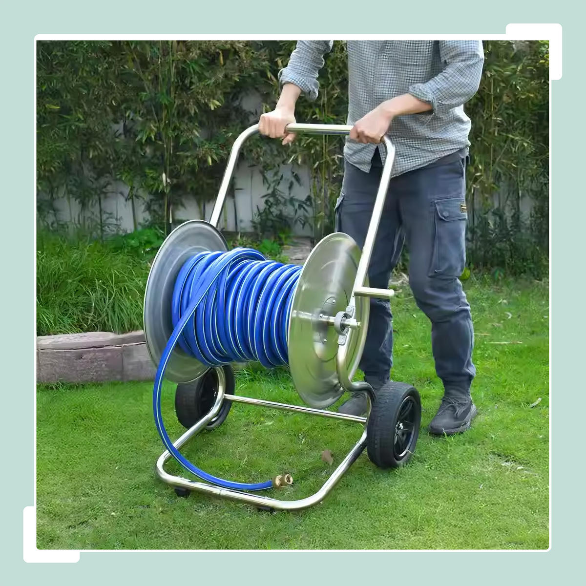 SCHLAUCHWAGEN - Silberfarben, Kunststoff/Metall (61/94/60cm) - Relaxdays