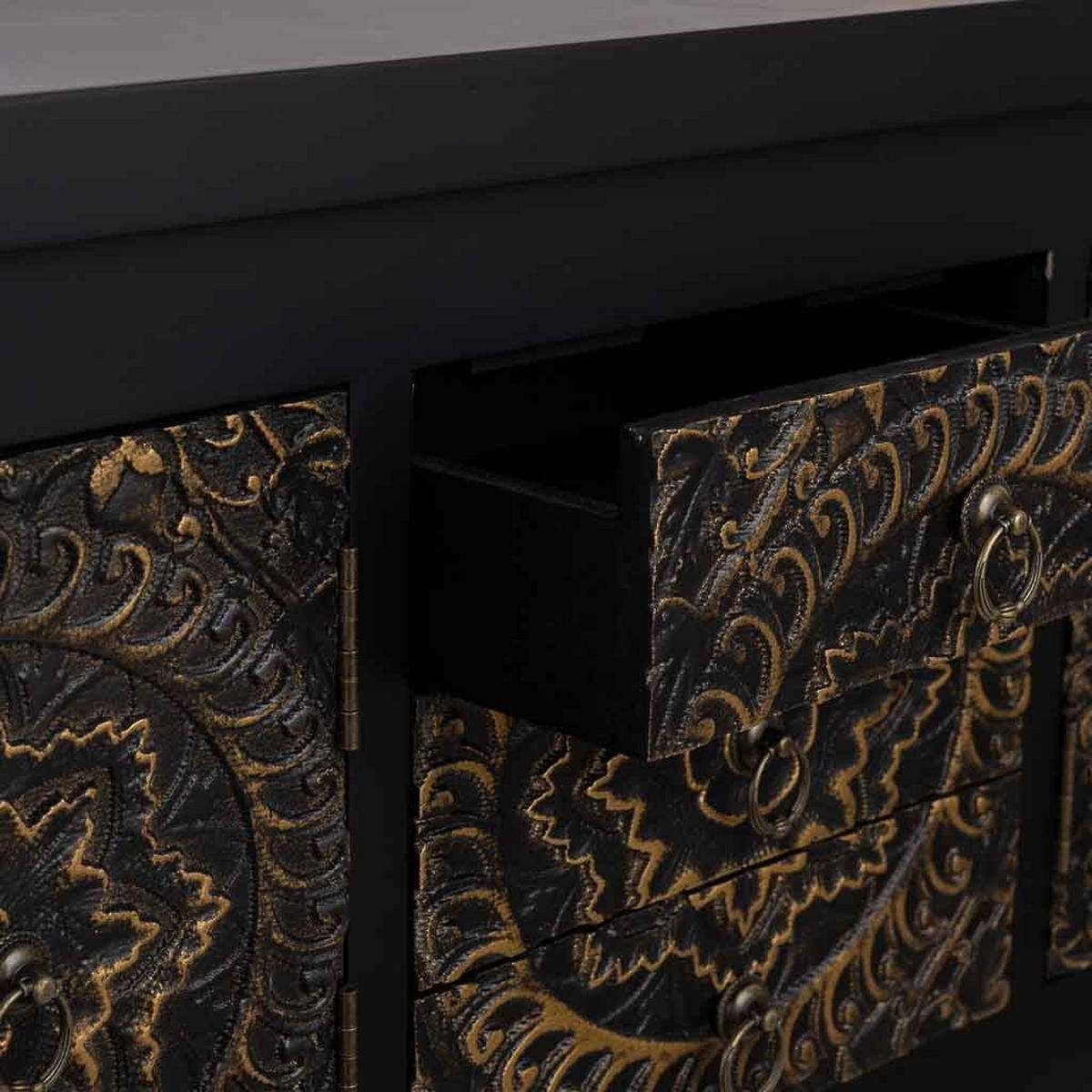 KONSOLE aus Holz 95x26x80 cm - Schwarz, Holz (26/95/80cm) - Wanderlust