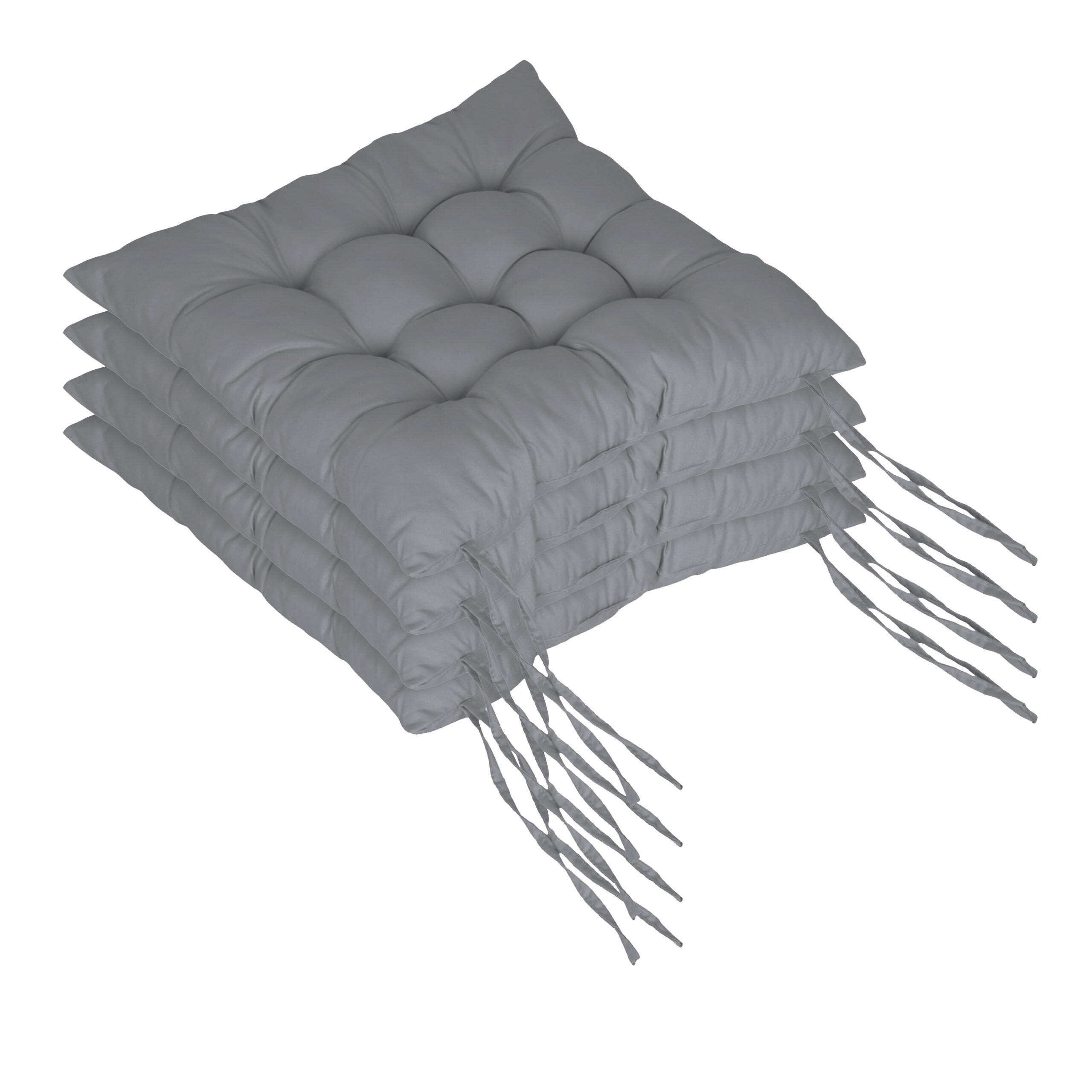 4XSTUHLKISSEN - Grau, Kunststoff/Textil (40/40/5cm) - Relaxdays