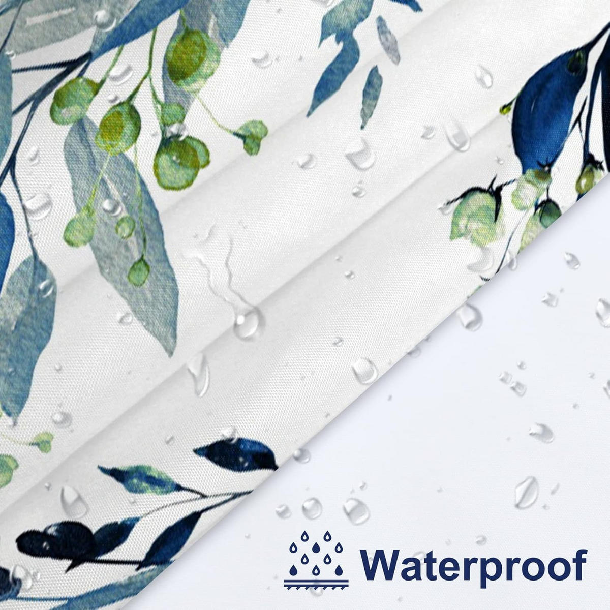 DUSCHVORHANG Blau floral Polyester schimmelresistent schnell trocknend wasserdicht mit Haken - Multicolor, Textil (180/180cm) - MCBOSON