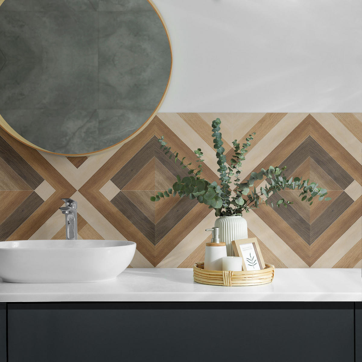 WANDPANEEL 4x 50x50 cm selbstklebend Axenta - Braun, Kunststoff (50/1.6/50cm) - Wallfluent