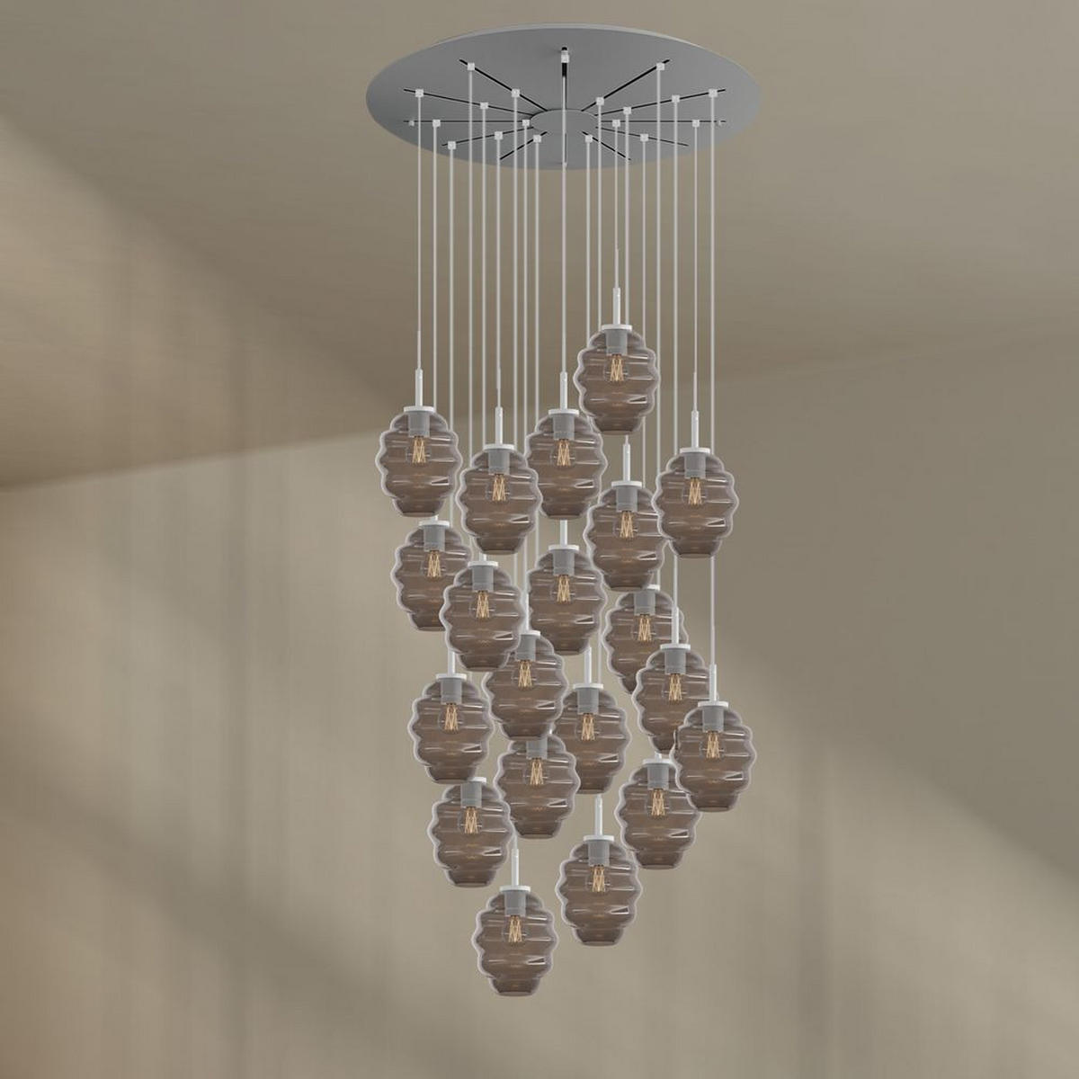 GALERIELEUCHTE Echos 20-flammig Rauch Ø 18cm - Anthrazit/Weiß, Glas (18/18/20cm) - s.luce