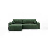 ROHOVÁ pohovka BERLIN levá zelená manšestr Poso 14 - funkce spaní, úložný prostor - zelená barva, textil (285/185cm) - Cornero