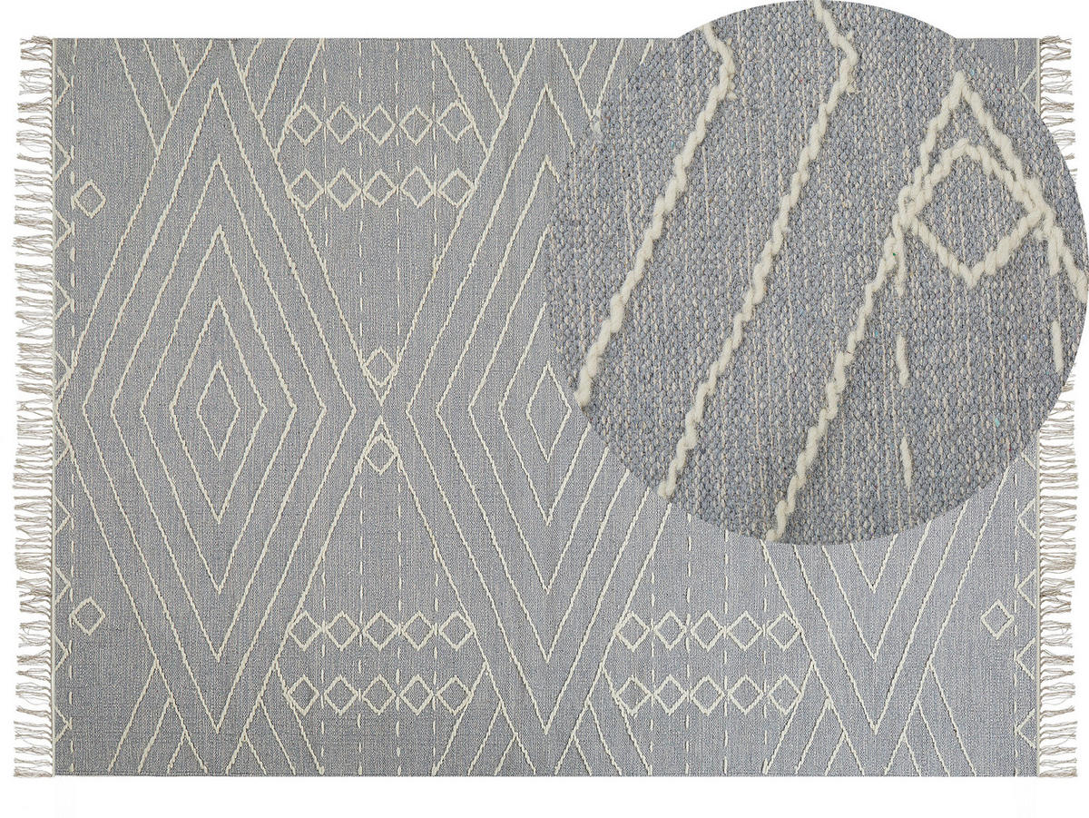 KURZFLOR-TEPPICH Khenifra 230/160 cm - Grau, Textil (160/230cm) - Beliani