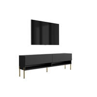 TV-LOWBOARD 170 cm Mattschwarz, gerade goldene Beine, 170 × 32 × 52 cm - Schwarz, Holzwerkstoff (170/52/32cm) - 3XE LIVING