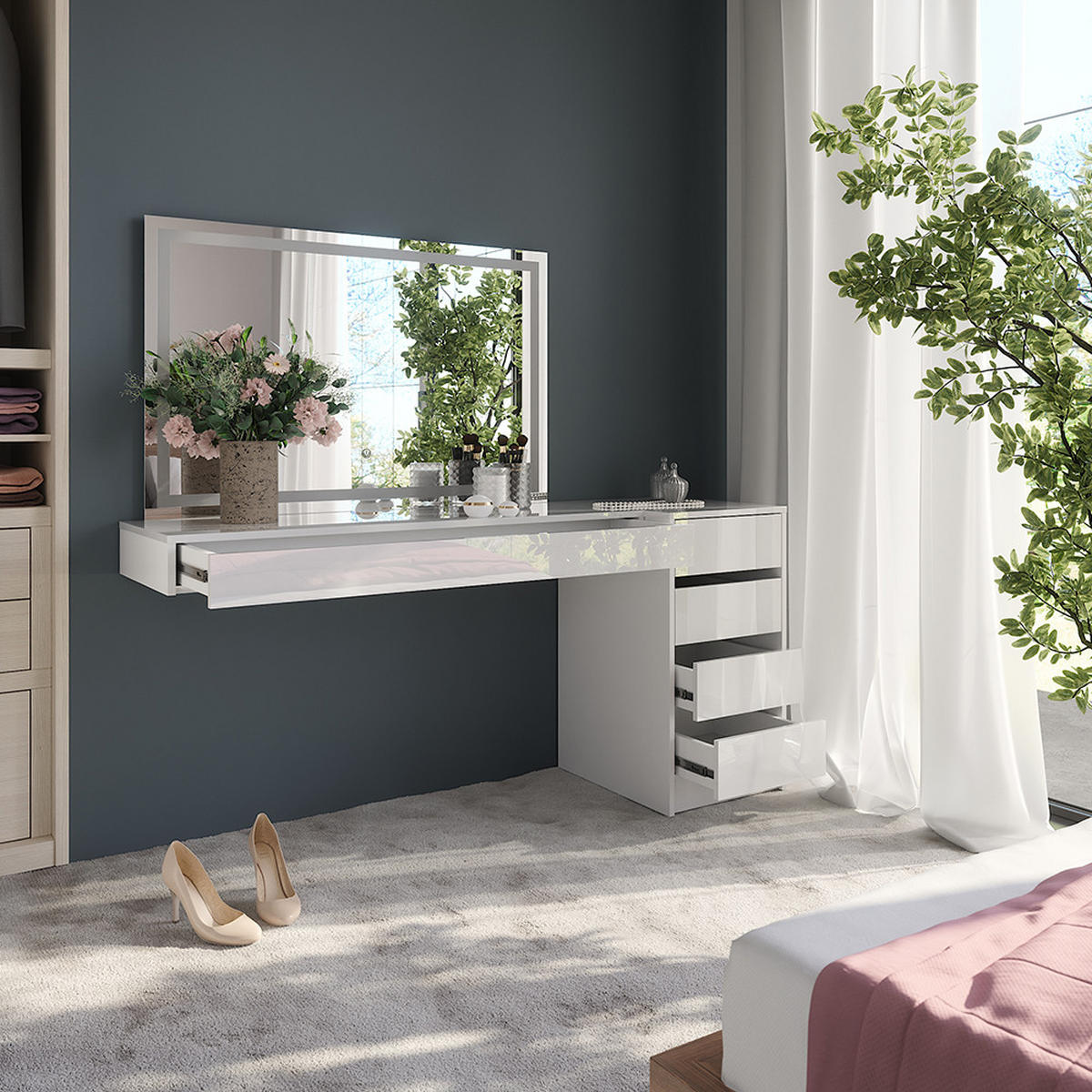 TOALETNÍ STOLEK Sherry Bílá - bílá, kompozitní dřevo (120/12/40.1cm) - Vicco