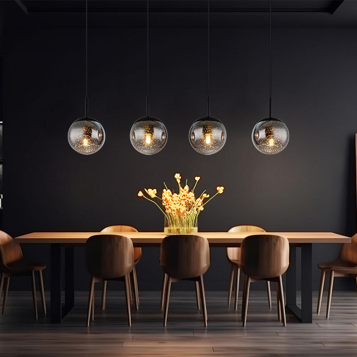 HÄNGELEUCHTE SAMOS Metall Schwarz Glas - Schwarz, Glas (90/15/120cm) - Globo Lighting