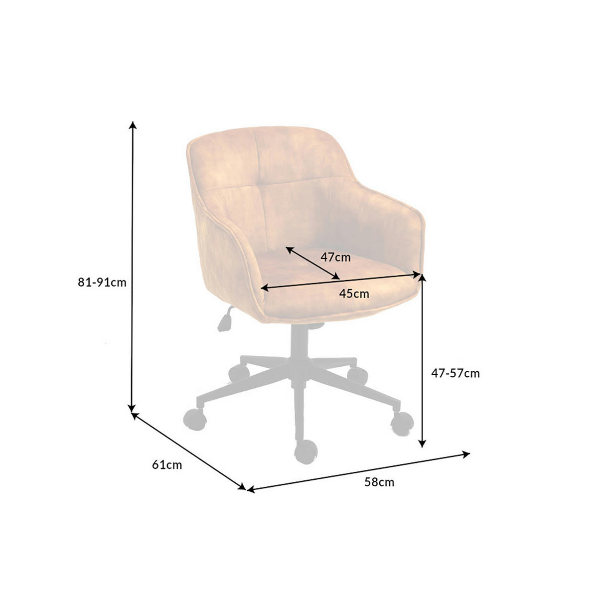 STUHL EUPHORIA Samt Senfgelb 90 cm - Gelb/Schwarz, Textil/Metall (58/81/60cm) - riess-ambiente