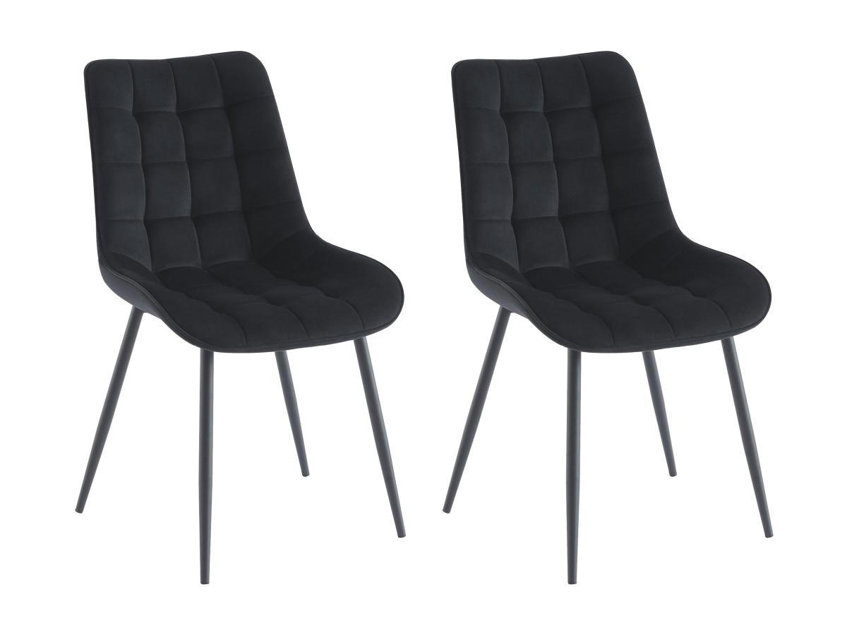 POLSTERSTUHL 2er-Set - Samt & schwarzes Metall - Schwarz - OLLUA - Schwarz, Textil (60/87/49.5cm) - Vente-Unique