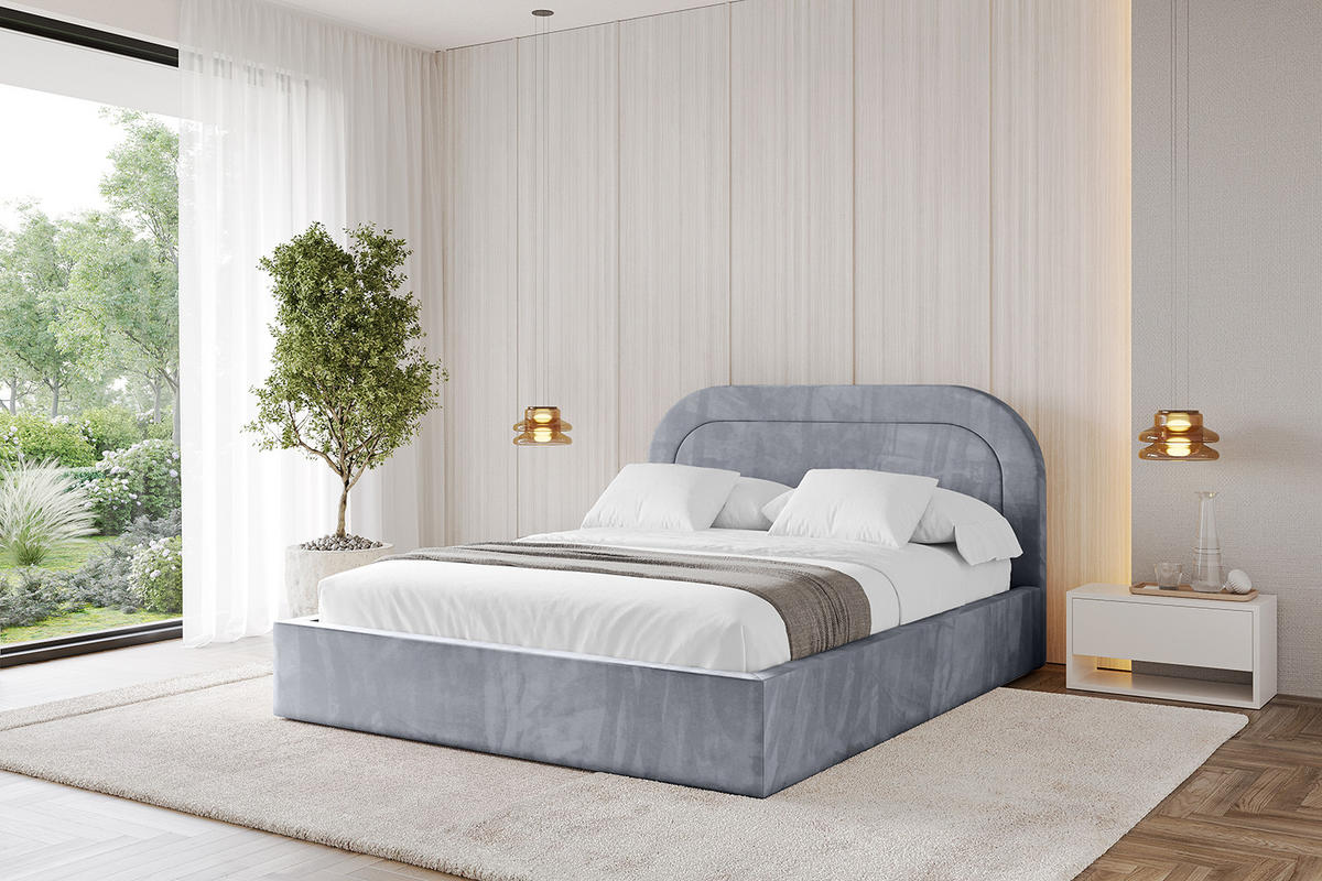 POLSTERBETT mit Bettkasten und Lattenrost, Boxbett ohne Matratze - LERAY 180x200 Grau - Grau, Holzwerkstoff/Textil (180/200cm) - ALTDECOR