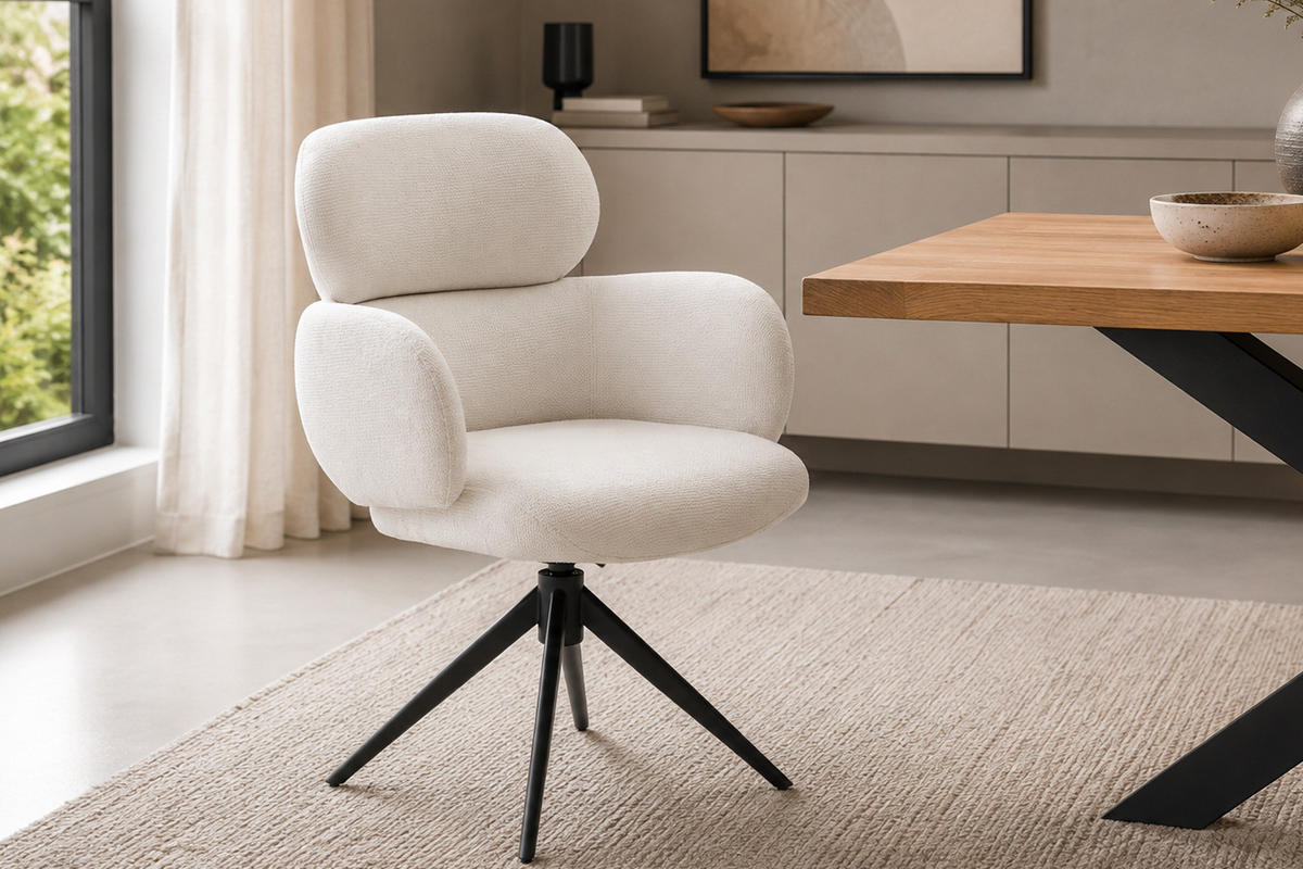 ESSZIMMERSTUHL Sylt, Webstoff, Creme - Creme, Textil (65/88/62cm) - dasmöbelwerk
