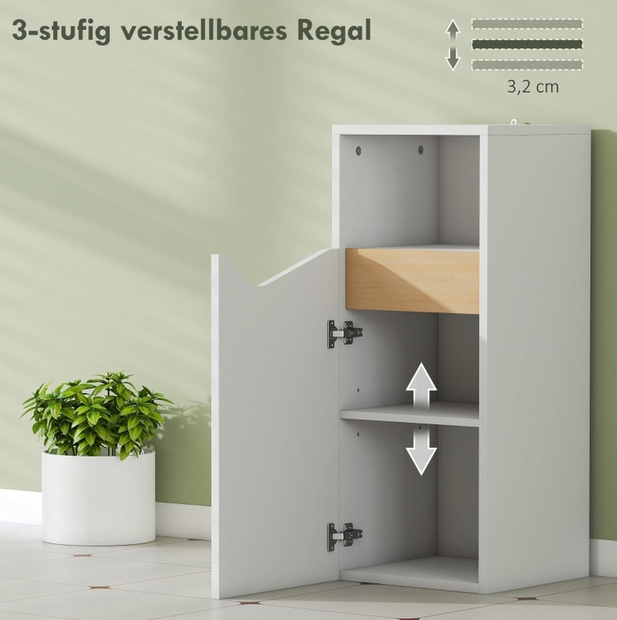 BADSCHRANK mit offenem Fach 30 x 30 x 71,5 cm Weiß - Weiß, Holzwerkstoff (30/71.5/30cm) - Beauniv