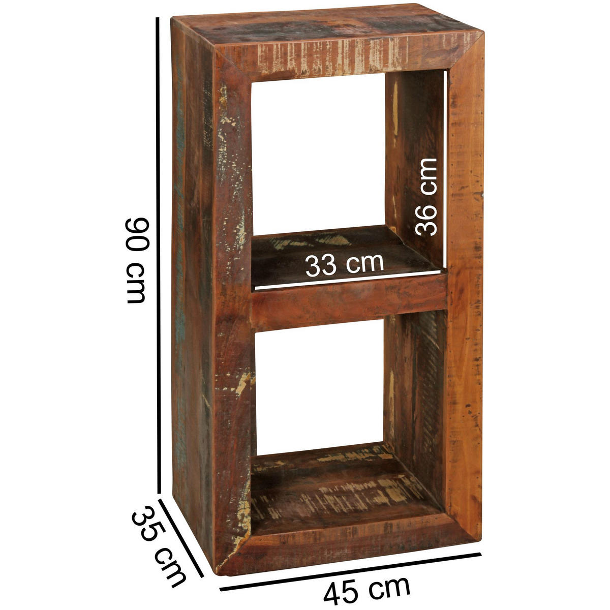 REGAL Massivholz Mango Cubeform Vintage EWA, Braun 45x35x90 cm - Braun, Holz (45/90/35cm) - KADIMA DESIGN