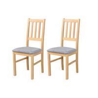 STUHL Bos 4 (2er Set) - Birkefarben/Zinkfarben, Holz (43/94/40cm) - Leaf Design