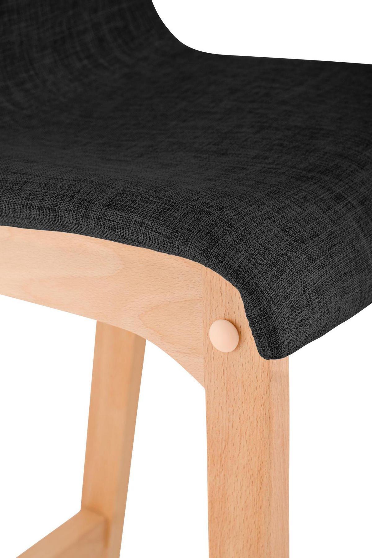 BARHOCKER 2er Set Stoff Dunkelgrau - Eukalyptusholzfarben/Dunkelgrau, Holz/Textil (41/102/46cm) - CLP