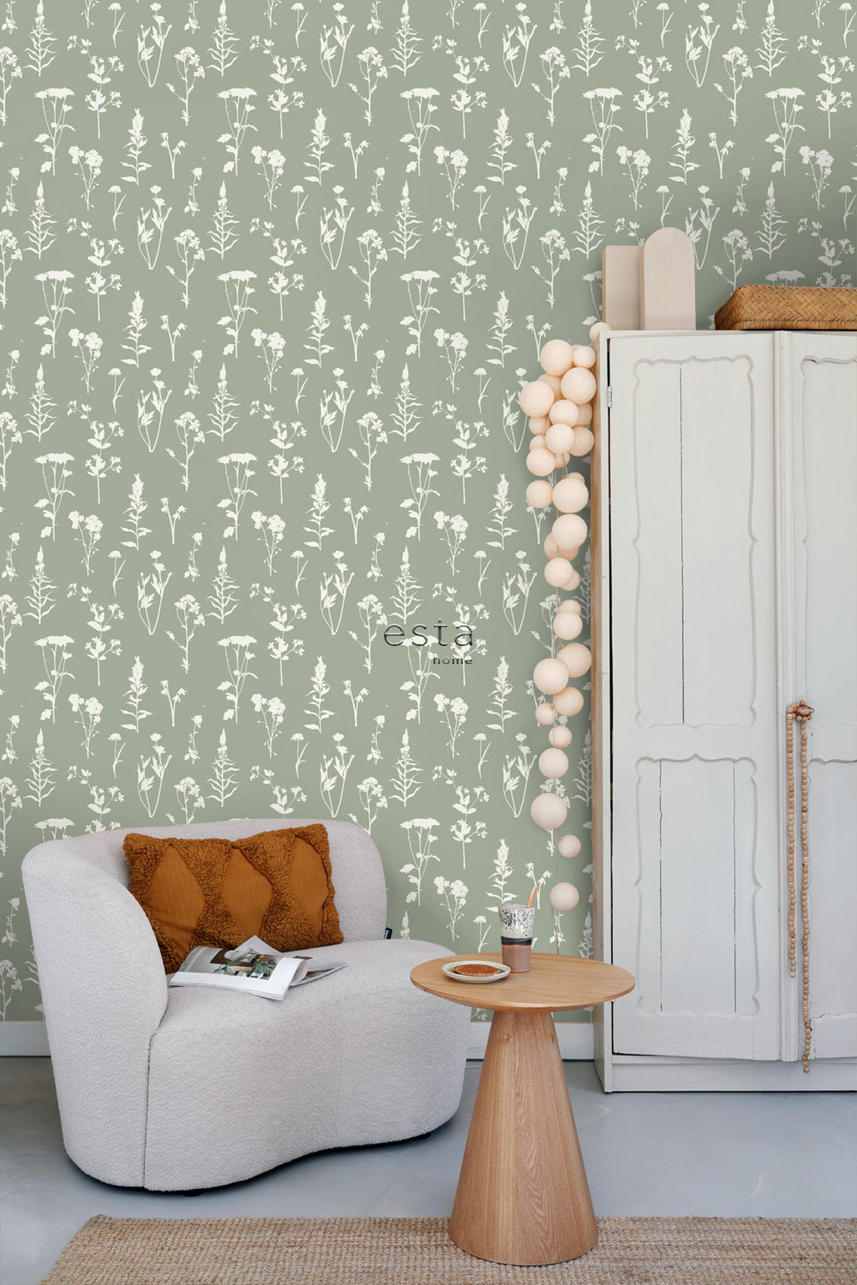 TAPETE Feldblumen 50 x 900 cm - Grün, Papier (50/900cm) - ESTAhome